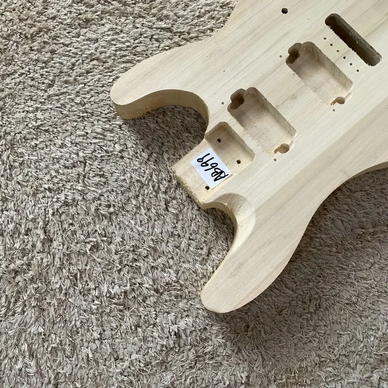 ST Guitar Body Natural Solid Basswood Unfinished Electric Guitar HH Pickups 6 Screws Fixed Tremolo for DIY Replace  AB699