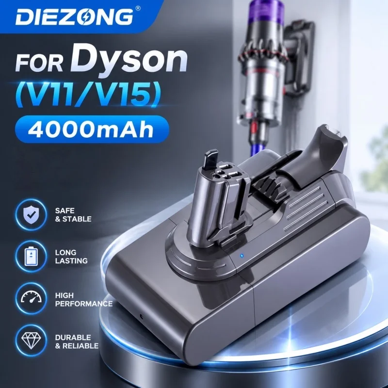 Vacuum Cleaner Battery for Dyson V11 V15, 4000mAh High Efficiency Durable Replacement Battery, Strong Long Lasting New Cells
