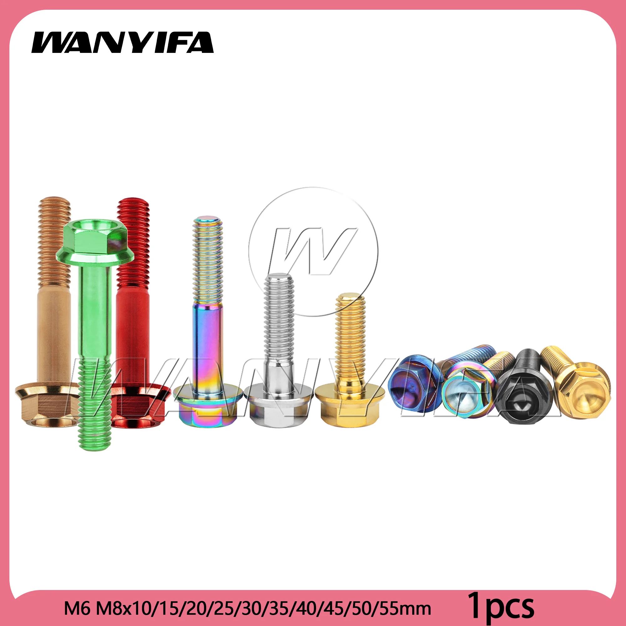 Wanyifa Titanium Bolt M6 M8x10/15/20/25/30/35/40/45/50/55mm DIN6921 Flange  Head Screw for Motorcycle Fastener