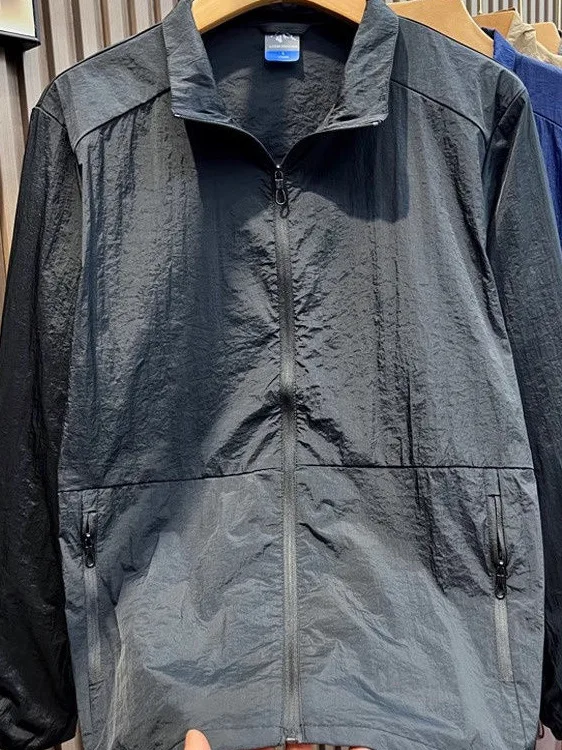 

Qui Dry Ice Silk Outdoor Jaet Men's Stand Collar Thin Sun Protection Outerwear Breathable Lightweight Summer Coat