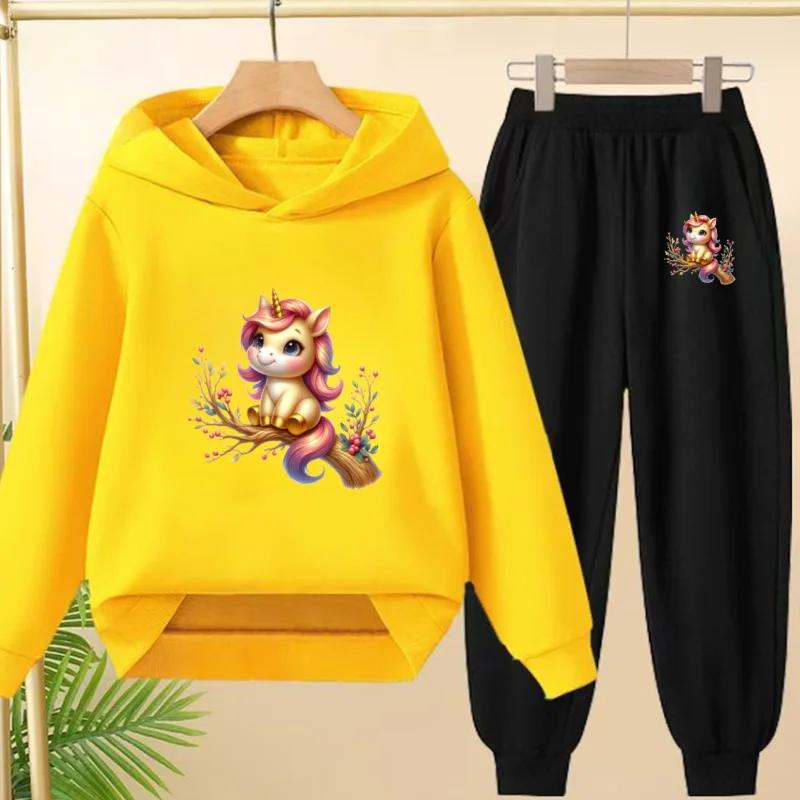 

Cute Printed Hooded Sportswear Sets and Casual Sportswear Pants for Autumn and Winter Are Suitable for Boys and Girls Aged 3to12