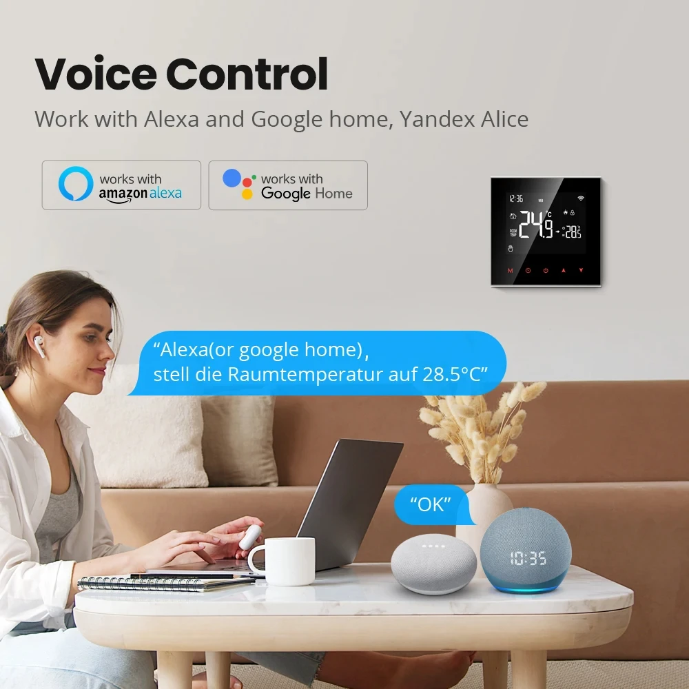 Miucda-tuya wifi/zigbee piso elétrico/água/gás caldeira controle de temperatura app, controle remoto para alexa e google home