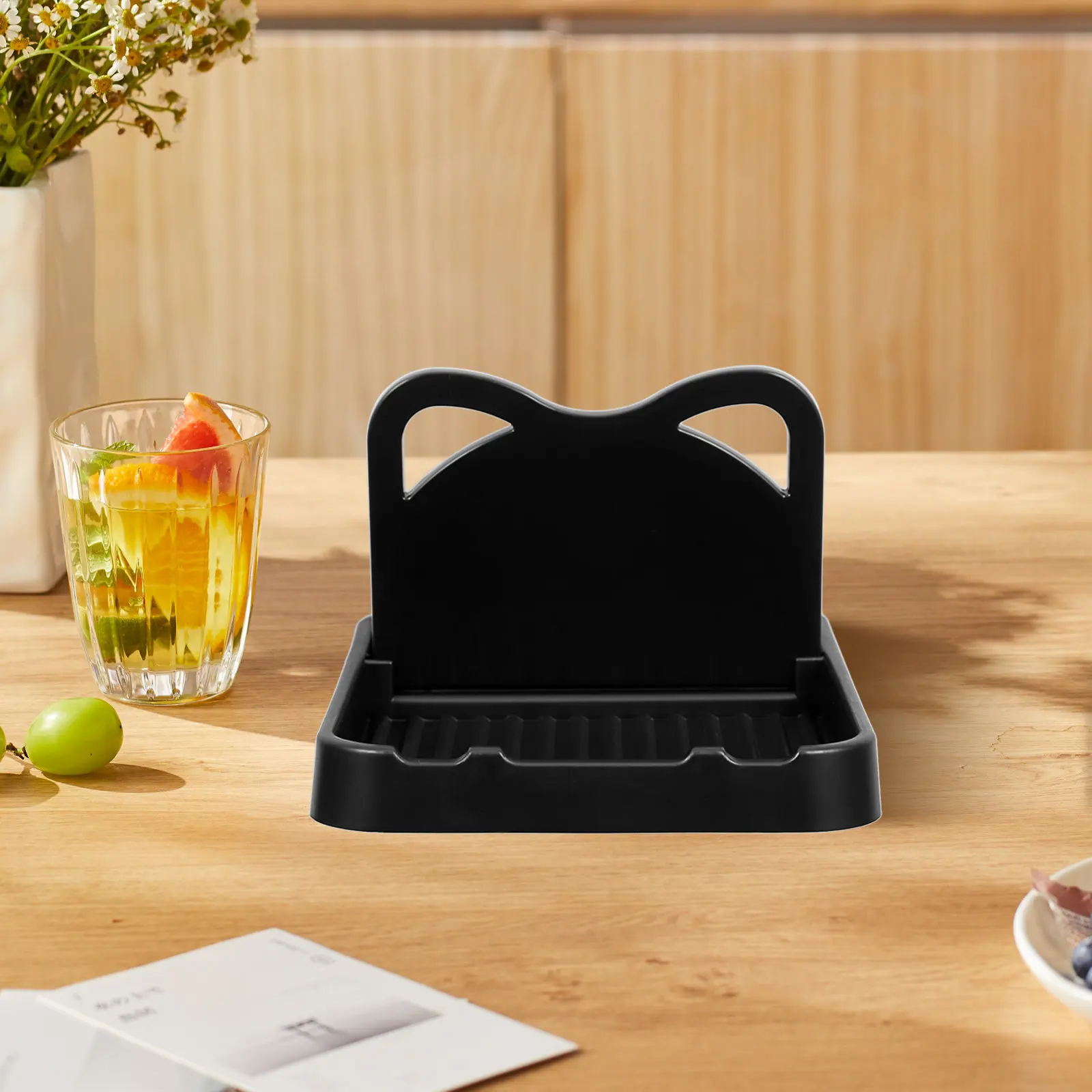 ABS Material Pot Lid Holder Spoon Rest Kitchen Counter Organizer Rack Foldable Multi-Function Lid Stand Storage Rack