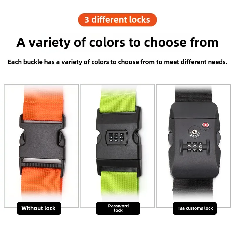 1pc Travel check fixed luggage Strap TSA Customs Code lock one line adjustable packing strap