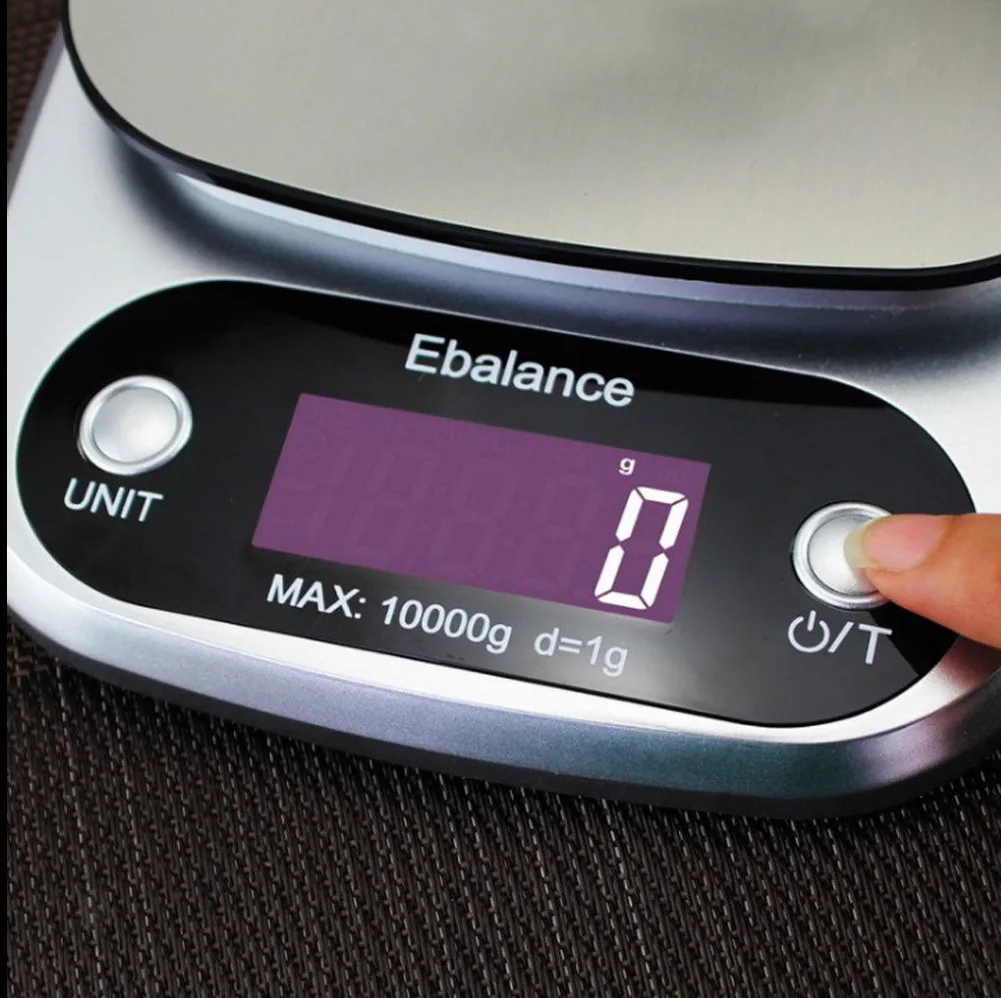 C305 10KG Stainless Steel Surface Electronic Kitchen Scale Household Baking Backlit Food Electronic Scale Large Plate