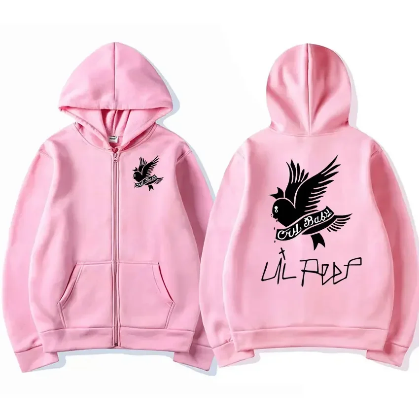 Hot Rapper Lil Peep Print Zipper Hoodie Men Women Hip Hop Vintage Zip Up Sweatshirt Jacket Trend Fashion Oversized Pullovers