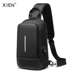 Men Anti Theft Chest Bag Shoulder Bags USB Charging Crossbody Package School Short Trip Messengers Bags Men's Oxford Sling Pack