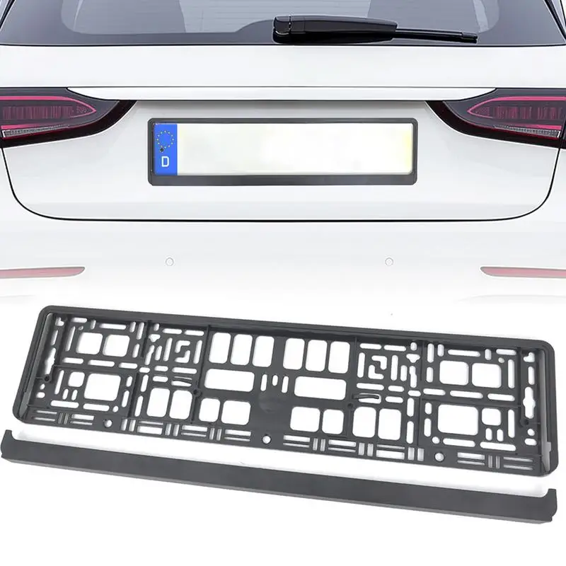 

Plastic Open Size Black European Car License Plate Frame Waterproof Holder With Mounting License Plate Auto Accessories