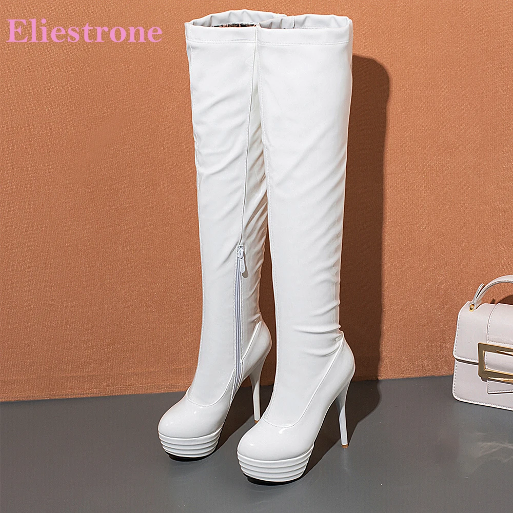 

Winter New Sexy Red White Women Over the Knee Platform Dance Pole Boots High Heels Lady Shoes Plus Big Size 10 32 46