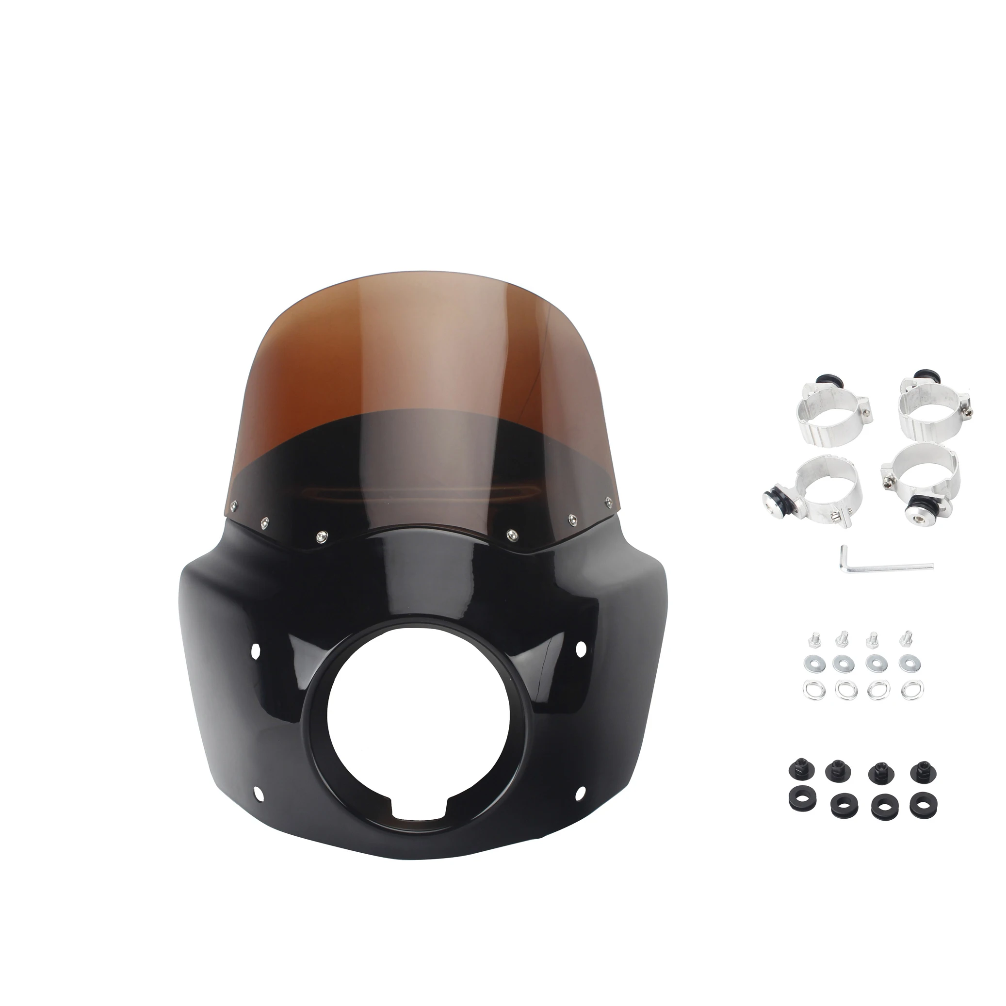 دراجة نارية رئيس مصباح الزجاج الأمامي هدية الجبهة رئيس الأسود هدية الدخان الزجاج الأمامي ل هارلي ديفيدسون دينا واسعة الإنزلاق FXDWG 2009