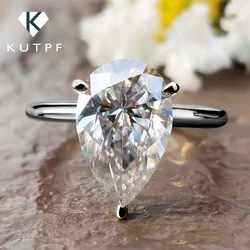 3Carat Pear Cut Moissanite Engagement Rings with Certificate 925 Silver Waterdrop Shape Solitaire Diamond Wedding Ring for Women