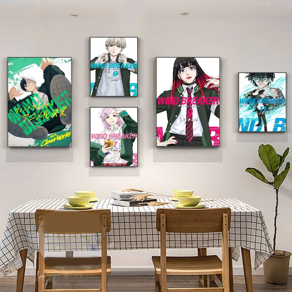 Wiatrรณwka plakaty Anime lepkie wodoodporne papierowa naklejka kawiarni Kawaii wystrรณj pokoju