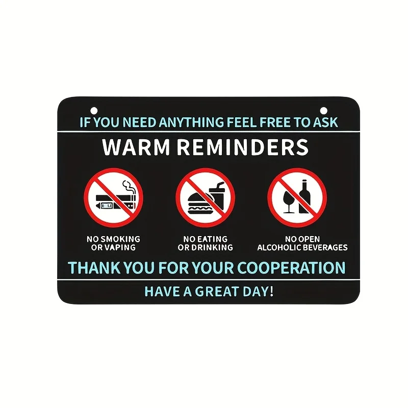 No Smoking No Eating No Drinking Sticker, Vinyl Reminder Decal for Taxi Ride-Hailing Car Window Decor
