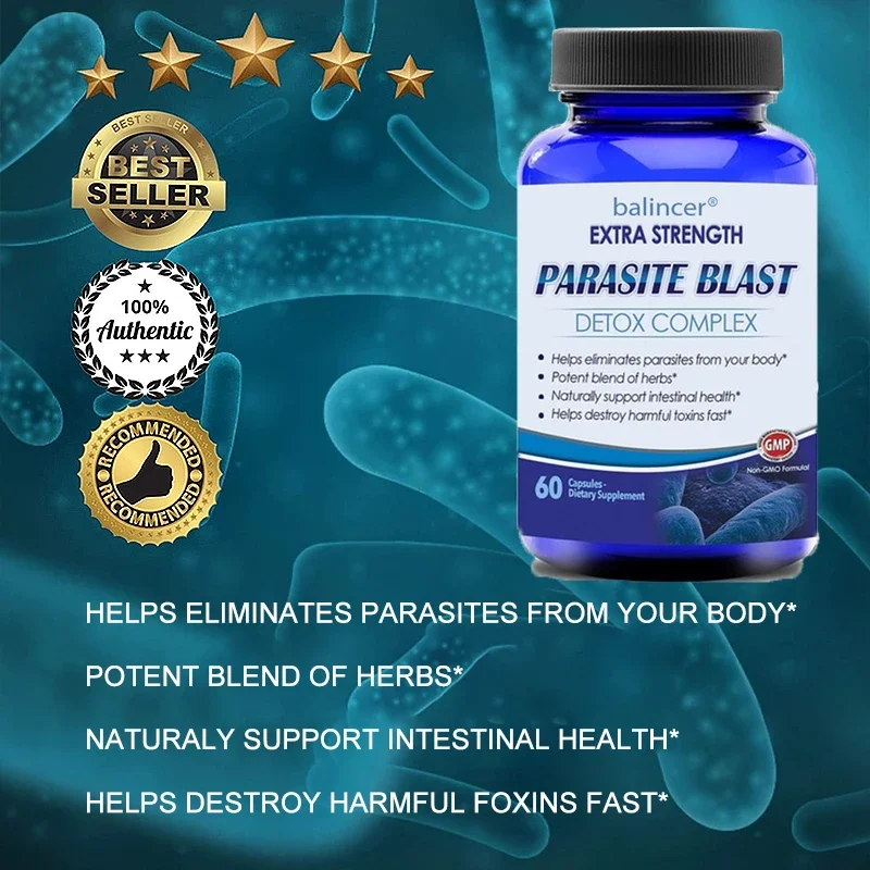 Non-GMO - Parasite-Free Detox Cleansing Supplement, Healthy Living Nutritional Supplement