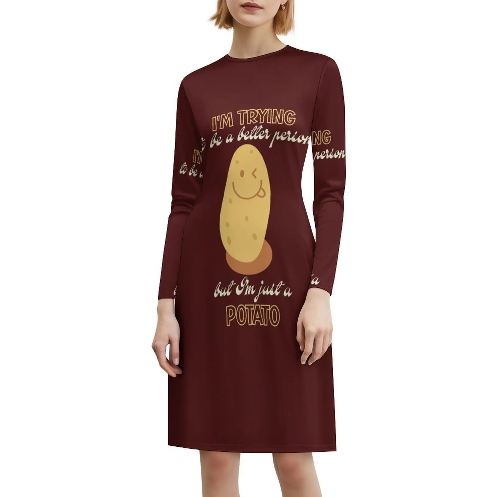 أحاول أن أكون شخص أفضل ولكن أنا مجرد فستان سموك من زهور البطاطس للنساء فستان كاجوال للربيع والصيف للحفلات Im