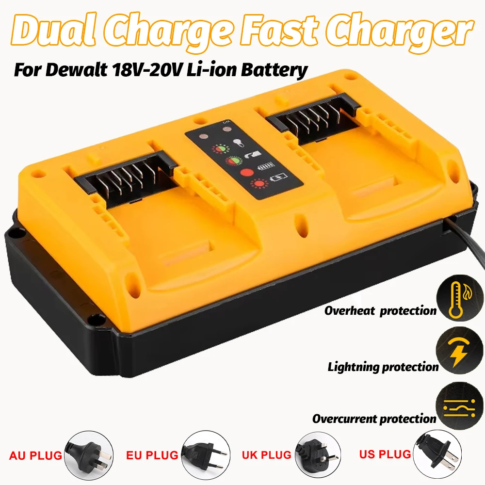 

Portable Dual Ports Fast Charger For Dewalt 18V 20V Lithium Battery Charger Rechargeable DCB207 DCB206 DCB204 DCB203