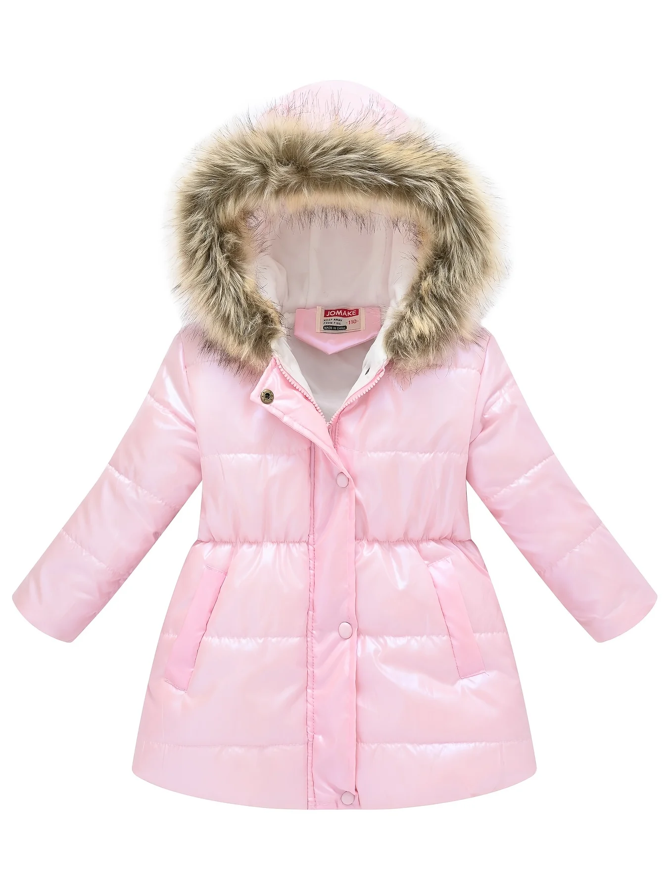 Girls Dressy Cute Thermal Thickened Hooded Jacket, Down Alternative Padded Outwear For Winter