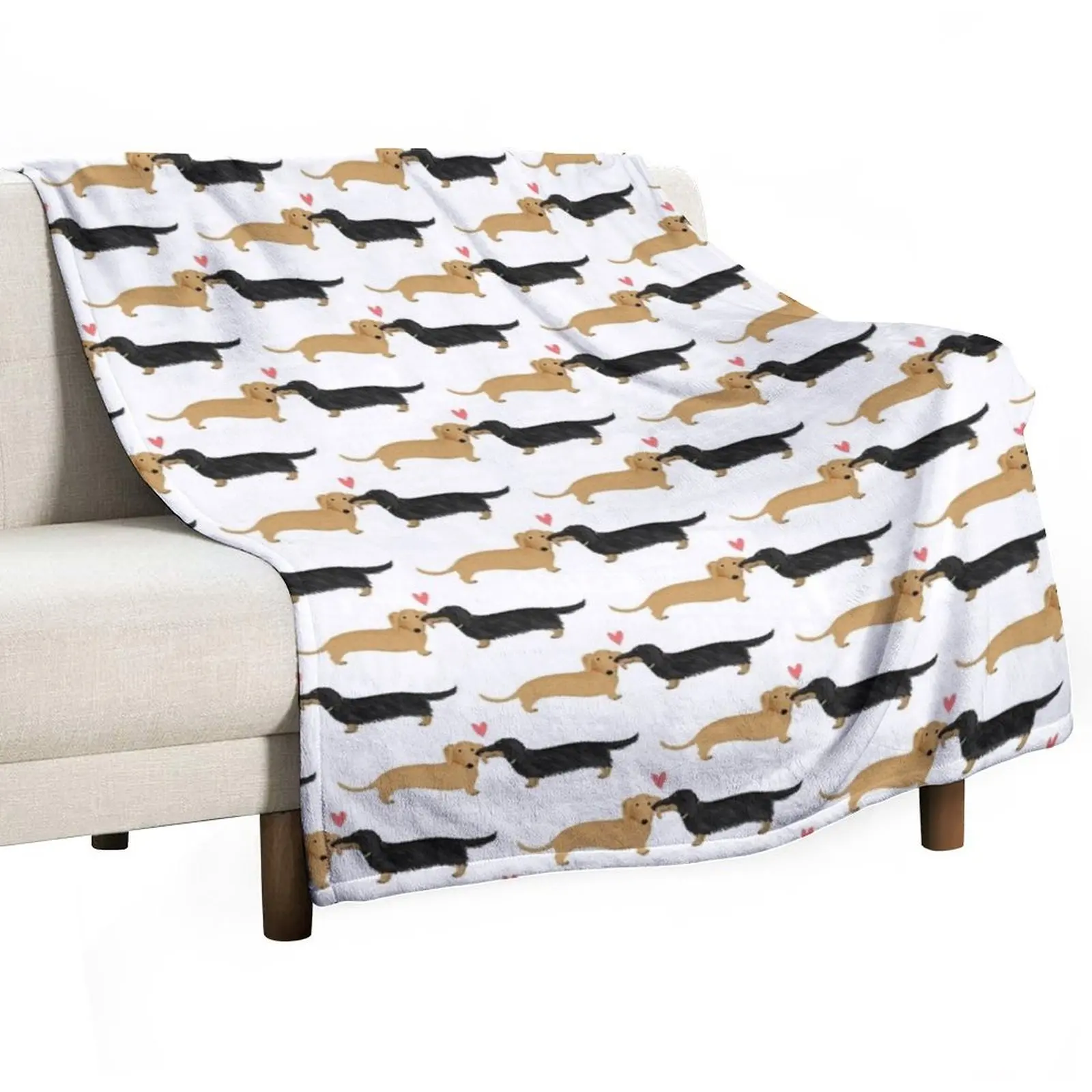 Dachshunds Love Dogs with Heart Cute Wiener Dogs Throw Blanket Heavy Fashion Sofas For Decorative Sofa Winter beds Cute Blankets