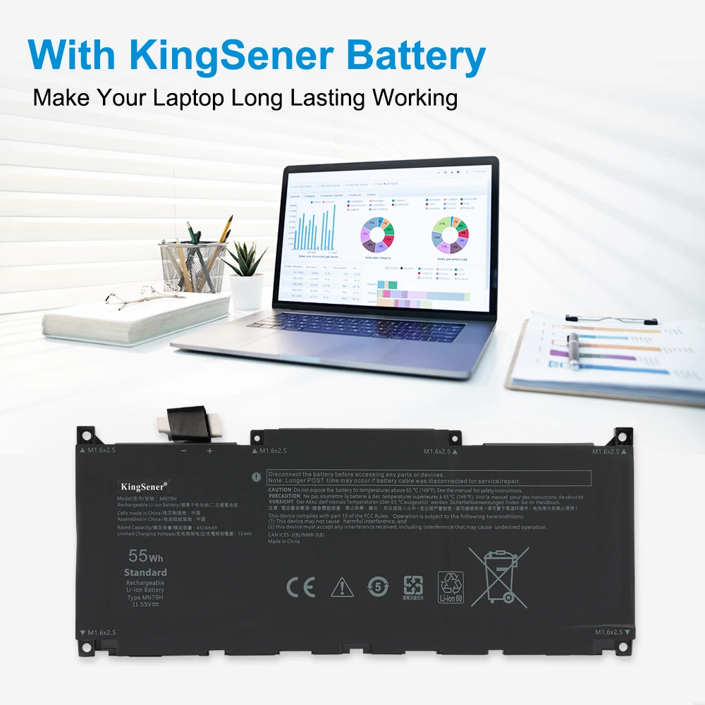 KingSener MN79H Laptop Battery 55Wh for Dell XPS 13 Plus 9320