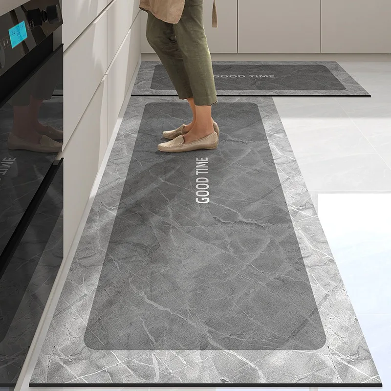 

Kitchen Rug Marble Leather Oil-proof Waterproof Non-slip Household Foot Mat PVC Wipeable Washable Carpet Decor Ковер Tapis 러그