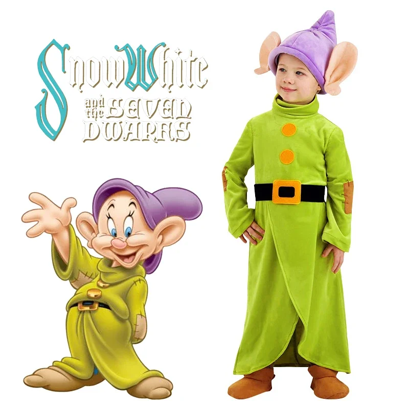 2025 New Kids Costumes Halloween costume Snow White and The Seven Dwarfs Cosplay Dopey Boys Child Bodysuit Hat Sui wat115