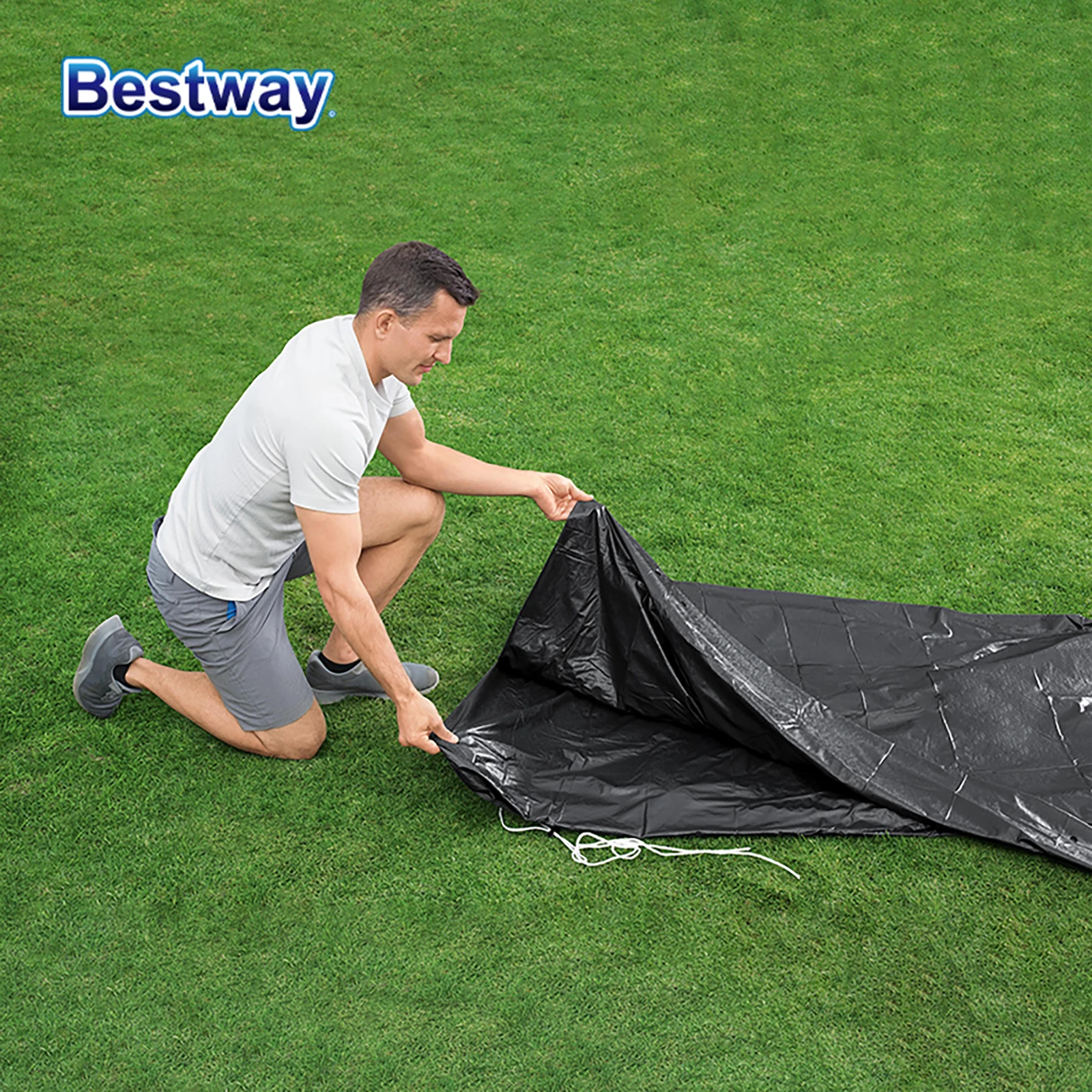 

Bestwa 58249/58248 16'/4.88m/14'/4.27m Two sizes available Large Round Bracket Pool Cover PVC Round Inflatable Pool Cover Winter