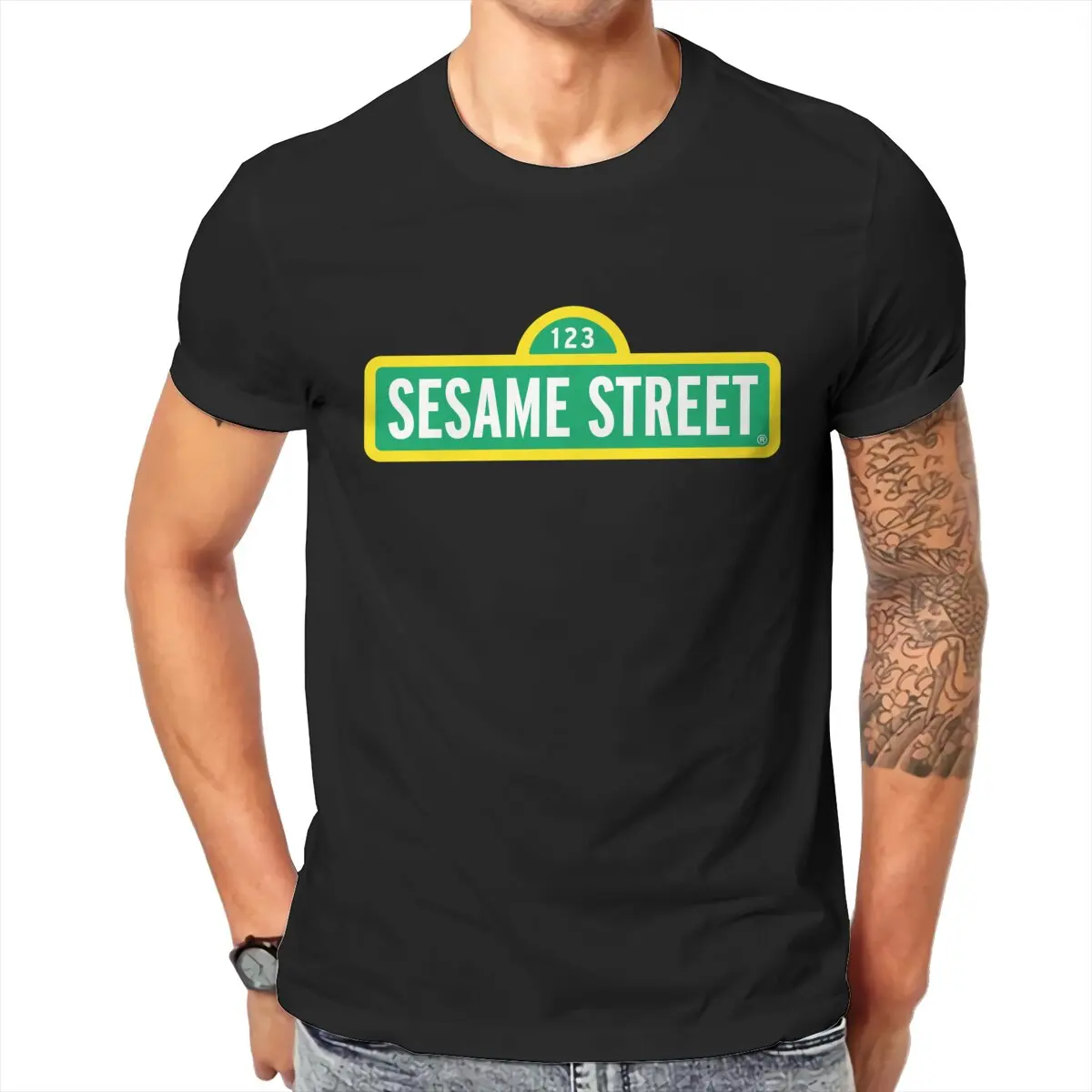 Men Sesame Streets T-Shirt Fashion Style  Hipster Ofertas O Neck Graphic Tshirt