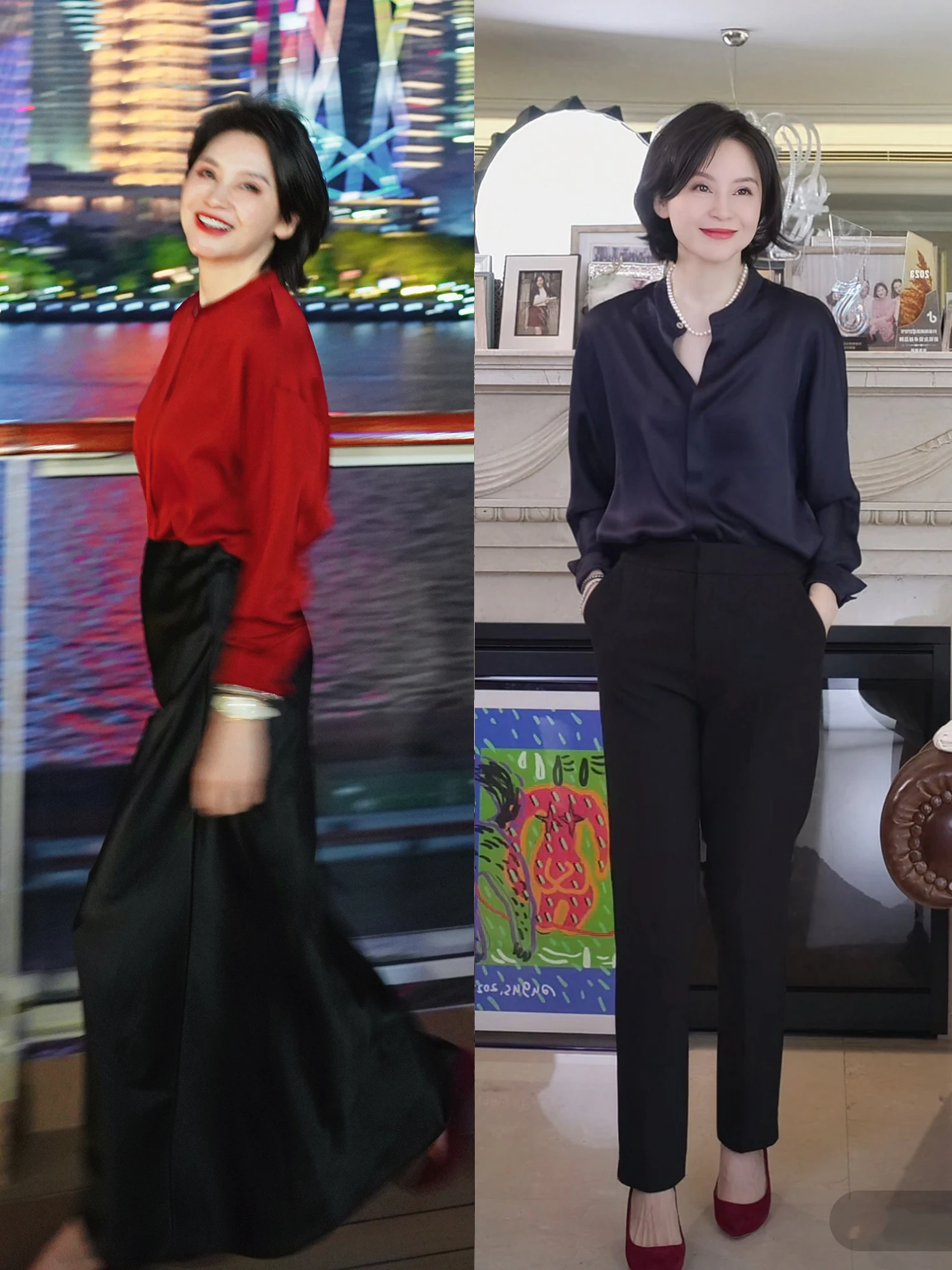 

Commuting Silk irt Small Collar Long Sve 6A ade Silk Busin Top for Women Loose Fit Summer 2025