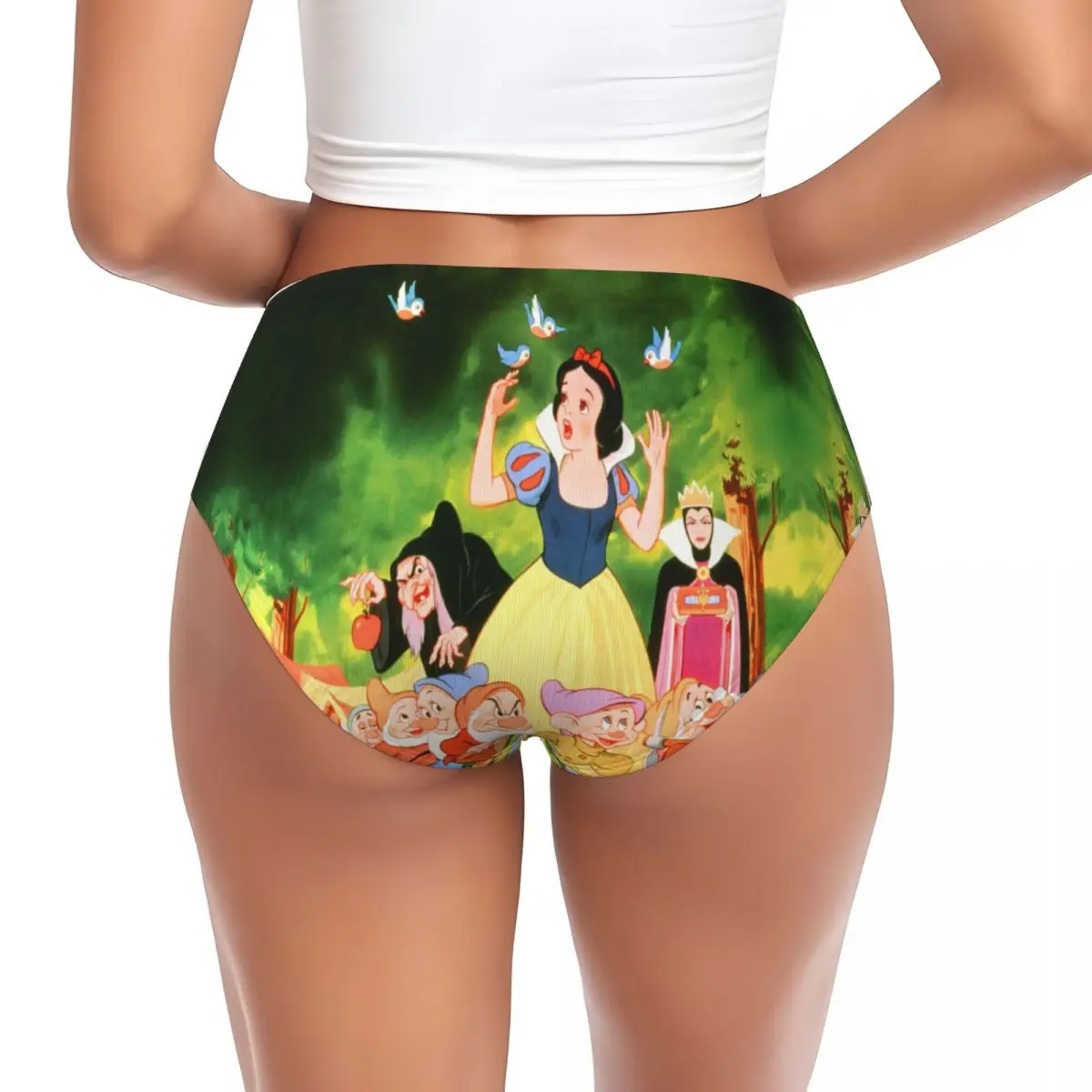 Cuentos de hadas personalizados para mujer, bragas de animación de Blancanieves y los siete enanitos, ropa interior cómoda