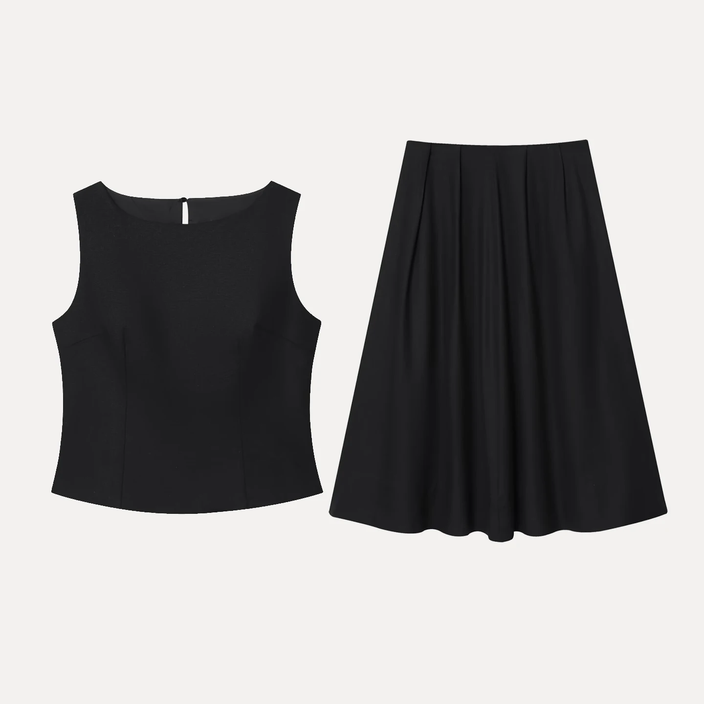 Ele Bla Branco Svel Top e Saia Plissada Faion Set para Mulheres Z Marca Cor Pura Outono Nova Chegada