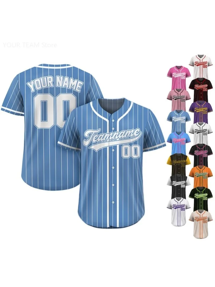Aangepaste teamnaam nummer honkbal jersey krijtstreep, gepersonaliseerde honkbal jersey voor mannen vrouwen, krijtstreep jersey - afbeelding 2