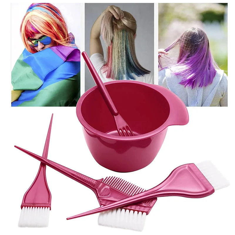 5pcs/Set Hair Dyeing Bowl Brush Hairdressing Oil Hot Dyeing Bowl Brush Barber Shop Color Salon Hairdressing Style Supplies Tools