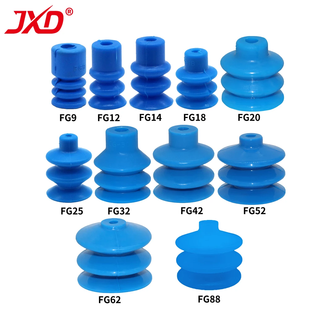 JXD FG Series FG-4/5/7/9/12/14/18/20/25/32/42/52/62/88 Синяя трехслойная пневматическая вакуумная присоска