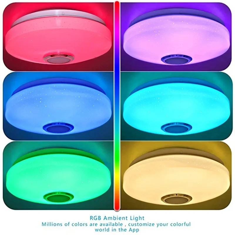MANVIV RGB Smart Ceiling Lamps Modern Ceiling Lighting Music Remote Control App Control Bluetooth Speaker AC 220V Indoor Decor