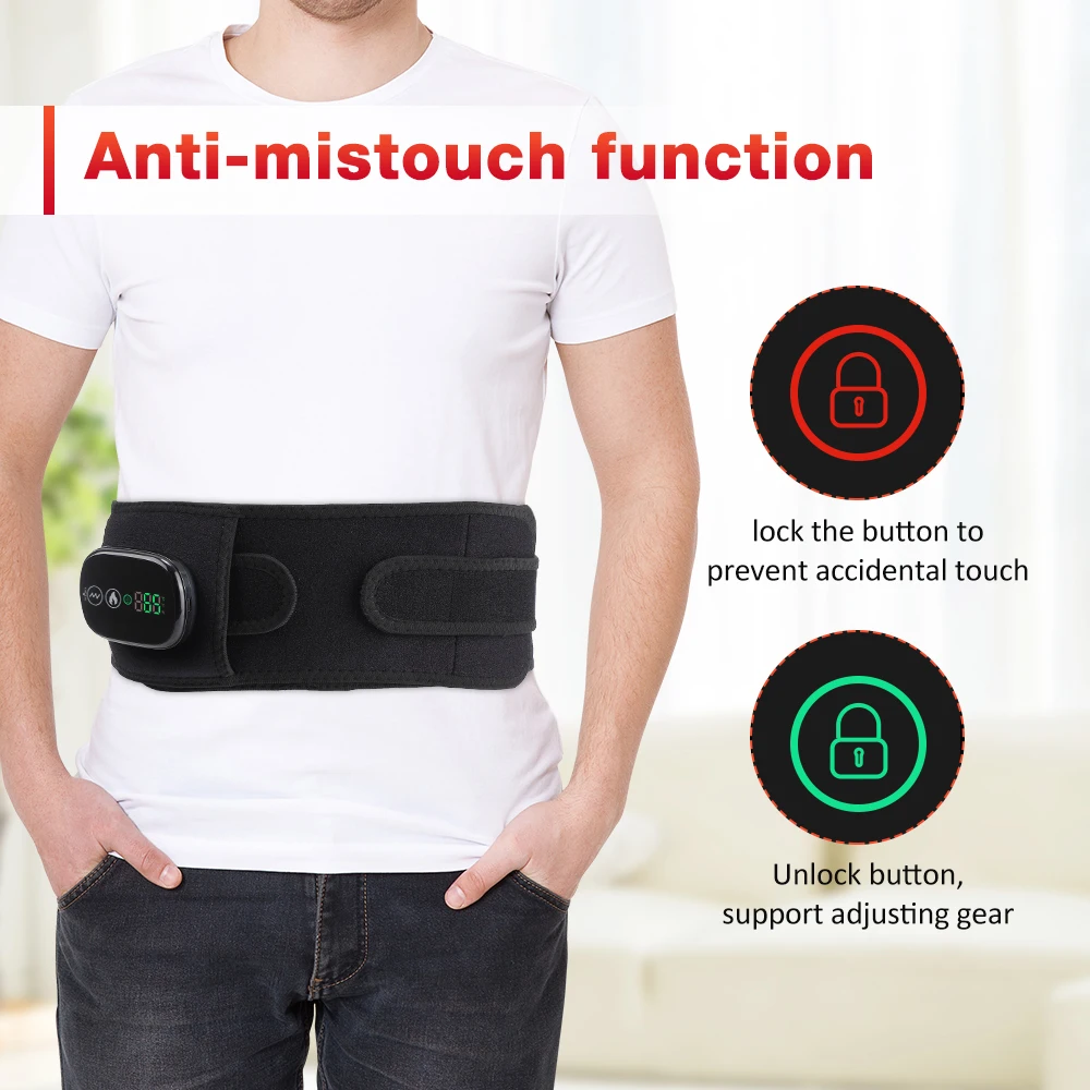 Cordless Heated Massage Pad Red Light Heating Massage Waist Belt Multifunctional Vibration Waist Fatigue Relax Massager Belt