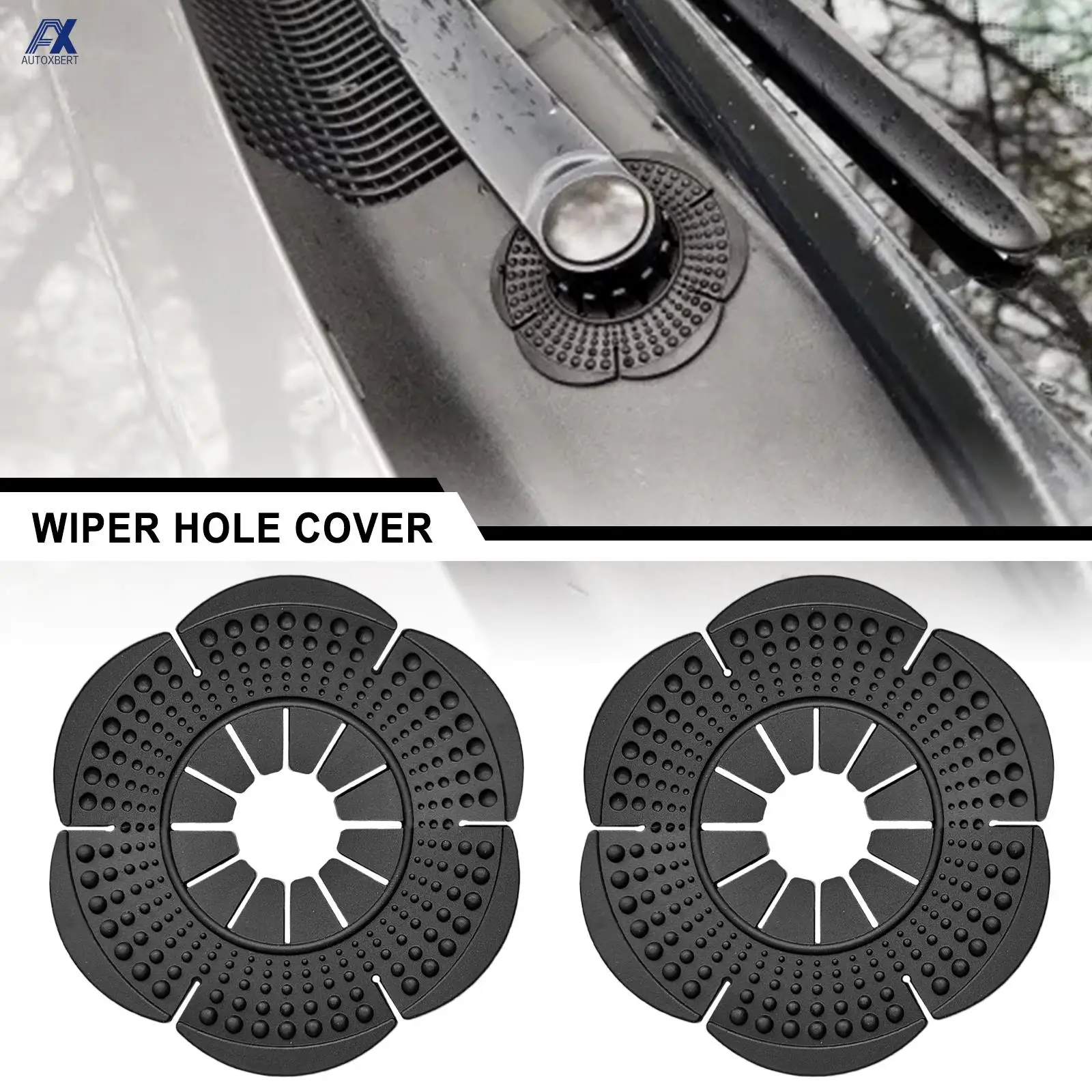 Car Wiper Arm Bottom Hole Protective Covers, Windshield Wiper Arm, Borracha de Silicone para Carro, SUV, Caminhão, RV, Dust Cover Cap, 2Pcs