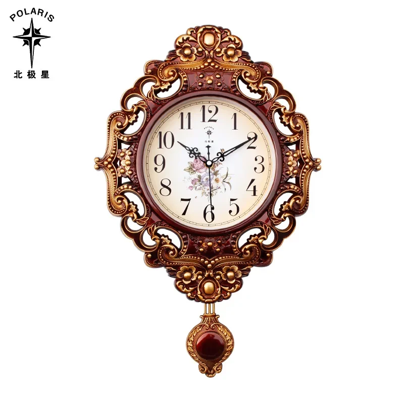 Large Wall Clock Pendulum Gold Silent Clock Vintage Living Room Retro Metal Wall Clocks Shabby Chic Home Decor Modren Hot