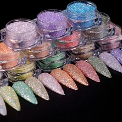 12 Bottles Set Shiny Nail Sugar Pigment Powder Cosmetic Festival Powder Sequins Glitter for Nail Arts Face Hair Body Decoration