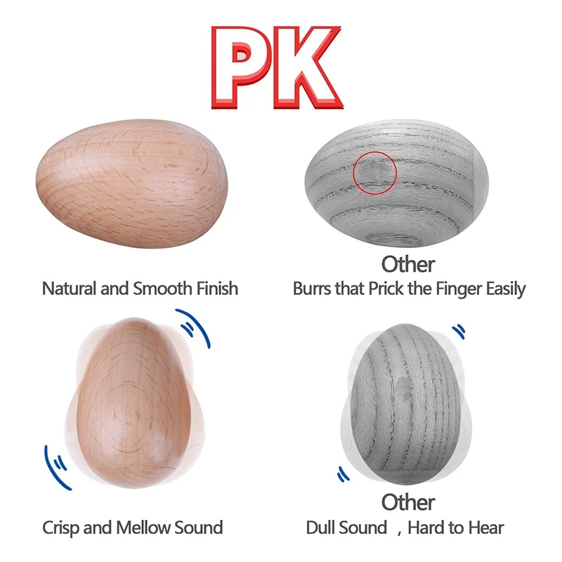 8 детских музыкальных перкуссий, включая 4 деревянных погремушек в виде яйца и 4 музыкальных фотоэлемента, Детские Фотоэлементы