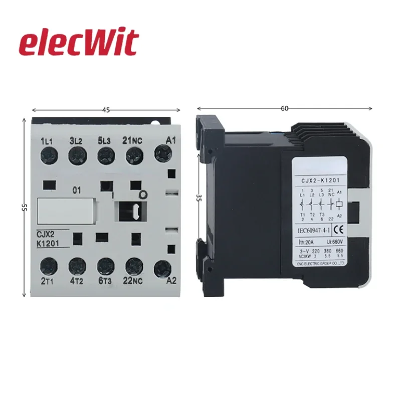 

CJX2-K Mini AC Contactor Din Rail 3P 3main 1NO/3main 1NC Coil Voltage 220V 50/60Hz 6A 9A 12A