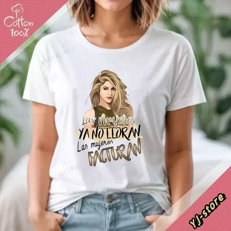 Singer Shakira T-shirt BZRP Music Fan 100% cotton T-shirt Female Hip Hop Street clothing Unisex retro aesthetic clothing view 2