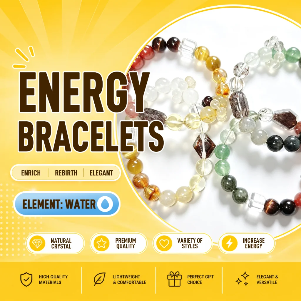 Natural Crystal Five Elements Gemstone Bracelet, Energy Healing Balance Beads Bracelet for Women Men, Spiritual Jewelry Birthday