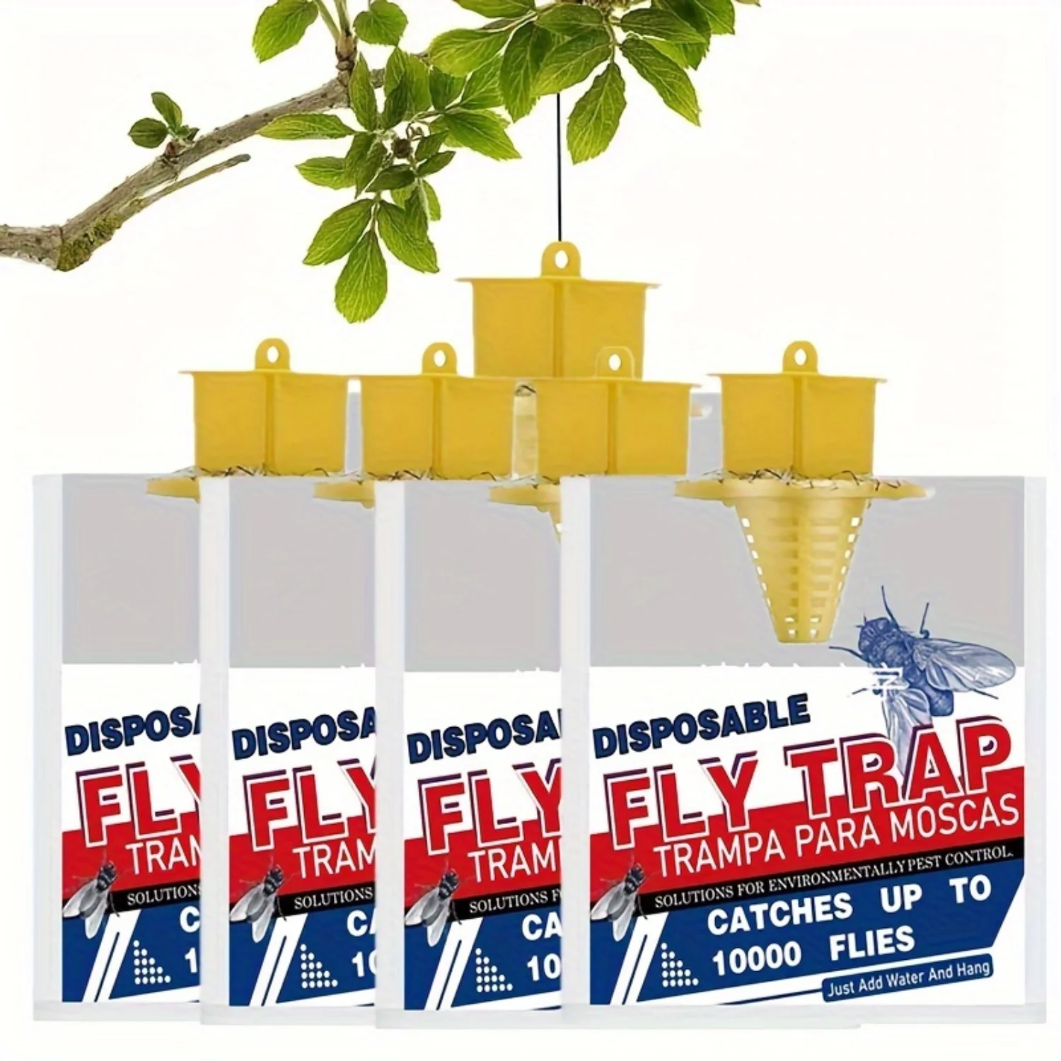 

Eco-Friendly Hangable 10-Piece Fly Traps - Non-Toxic Solution for Pest Control in Patio and Garden Area