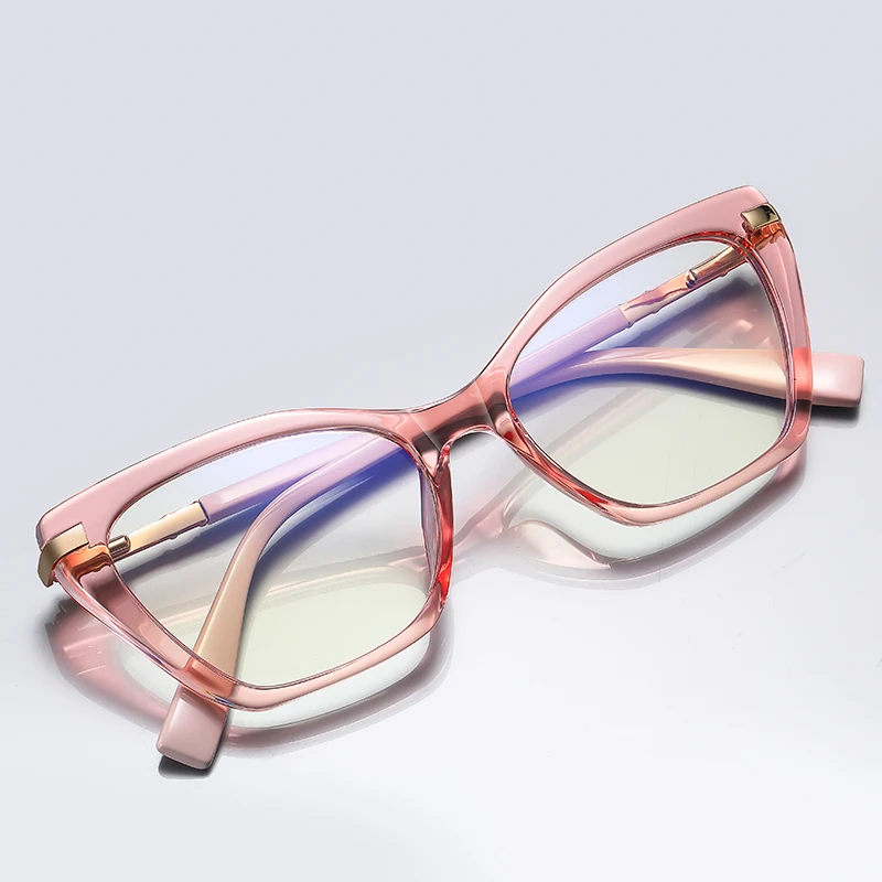CLLOIO Women Fashion Anti-Blue Light Reading Glasses Simple Cat Eye Glasses Frame Prescription Optical Myopia Hyperopia Eyeware