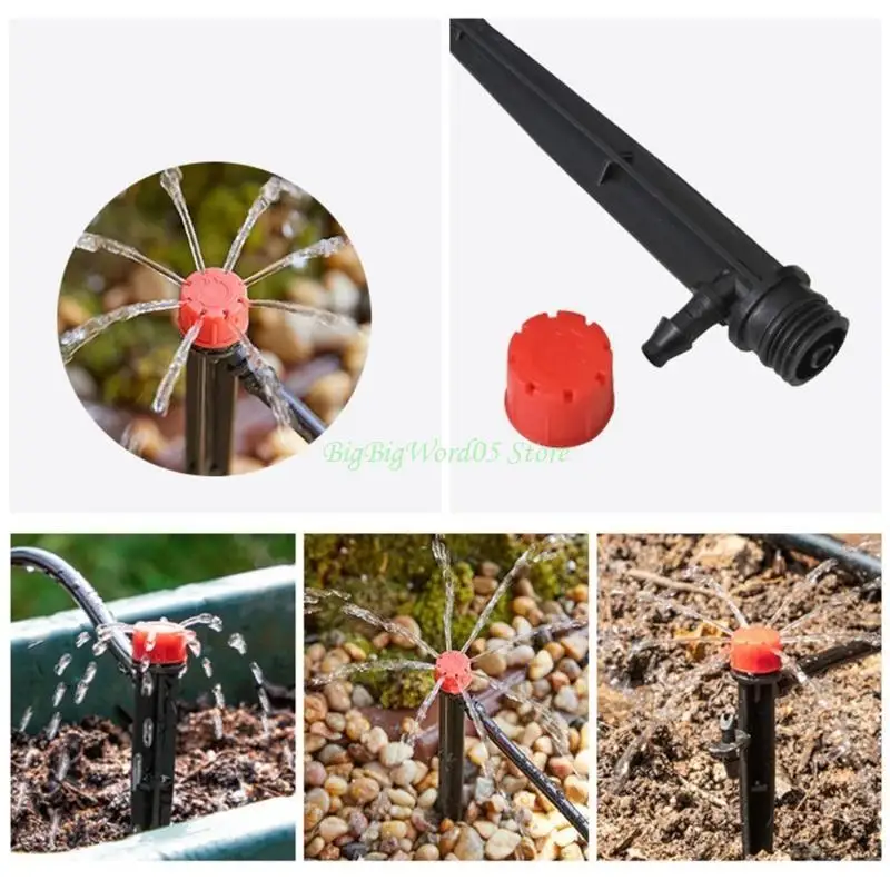 

24TE 100PCS Drip Emitters Sprayer Stake Water Adjustable Irrigation Tube Hose 360 Degree Dripper For Irrigation System