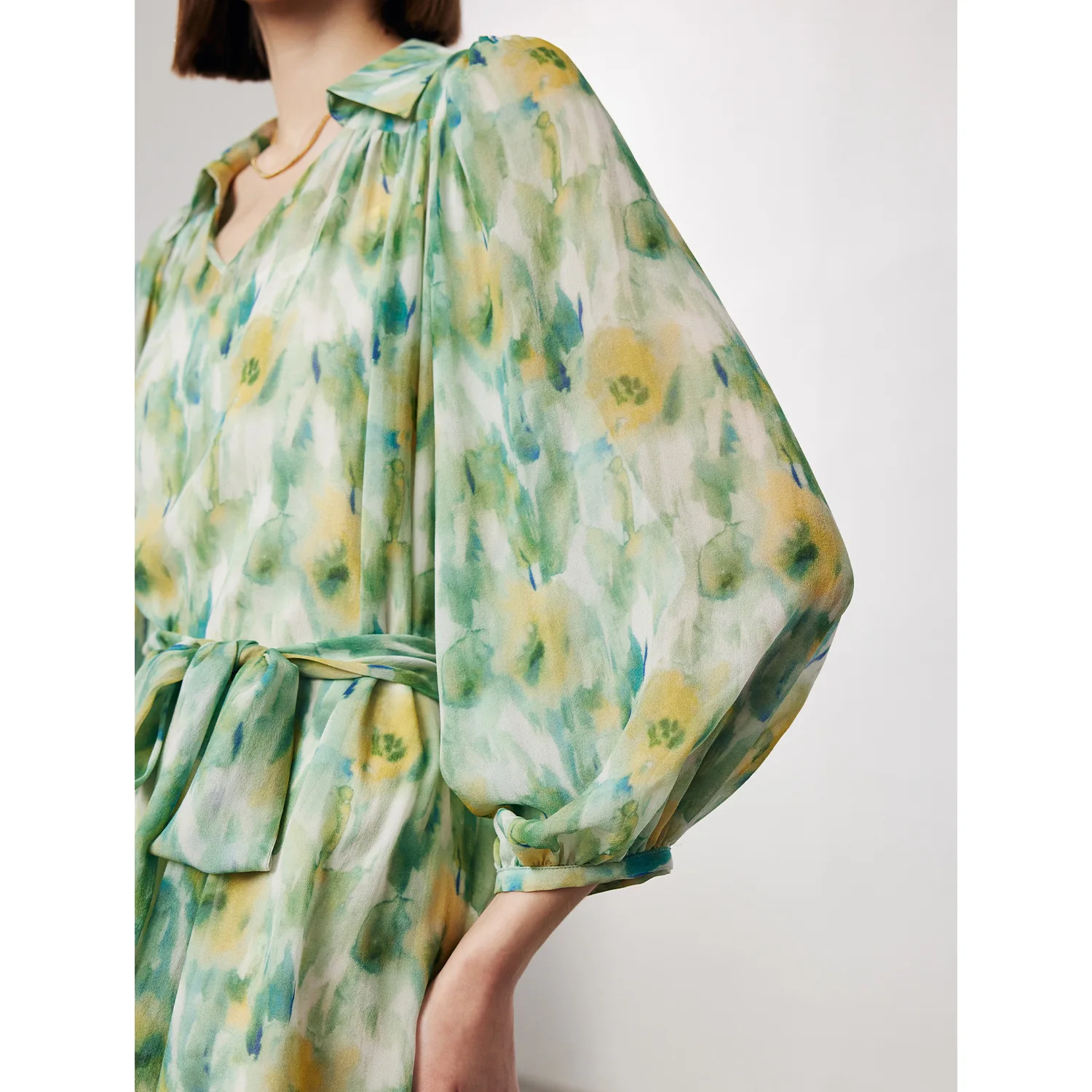 Robe en soie pour femmes, ensemble deux pièces imprimé, fines bretelles, revers Georgi, robe en soie de mûrier, nouvelle collection printemps et été 2025