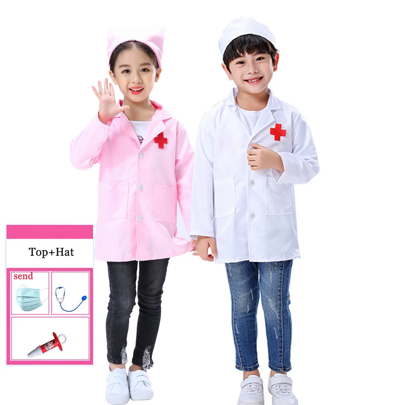 

100-160 Cm Kids Doctor Nurse Uniform Cosplay for Boys Girls Halloween Carnival Fancy Party Performance Costumes Toys Sets