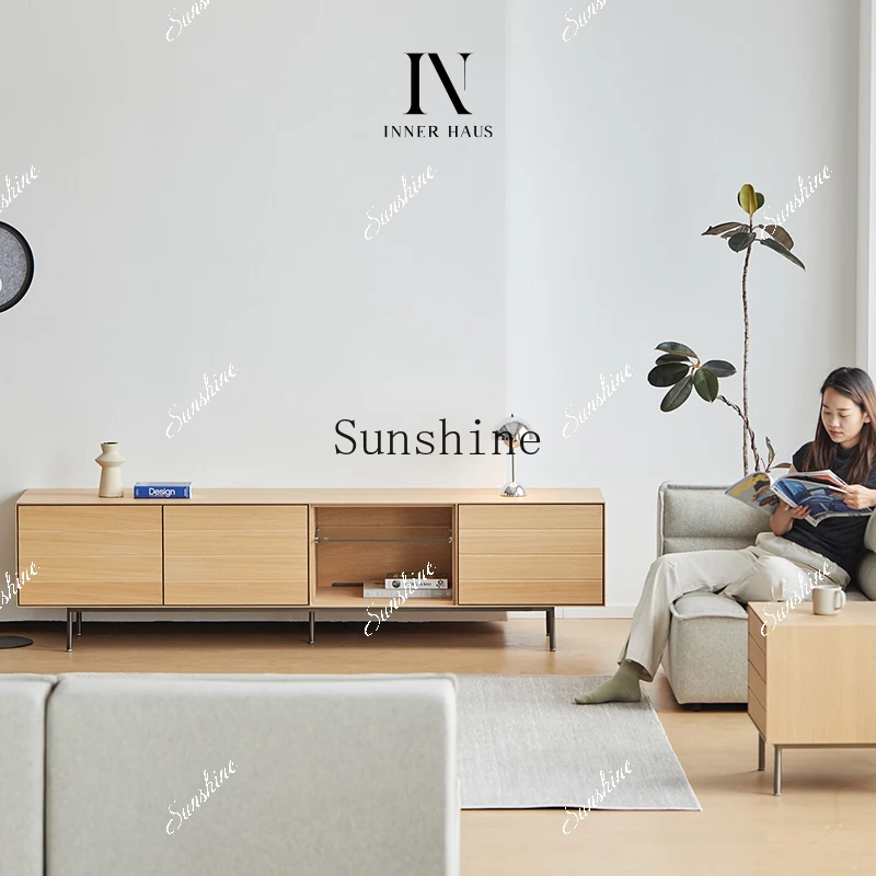 Italian minimalist TV cabinet combination log modern living room light luxury TV cabinet  FT