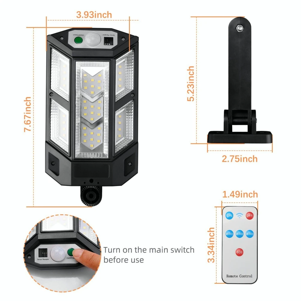 2400 tryby oświetlenia czujnik ruchu Led światło halogenowe solarny z pilotem 3 bezpieczeństwo zewnętrzne lampa uliczna Dropship