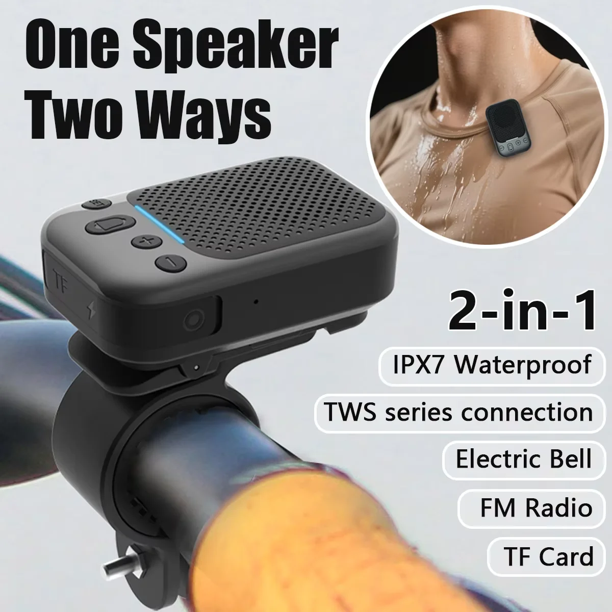 Speaker Bluetooth Mini Multifungsi 2-in-1 Seri TWS dengan Klip Belakang, Praktis untuk Aktivitas Luar Ruangan, Pemutar Kartu FM/TF, Tahun 2025